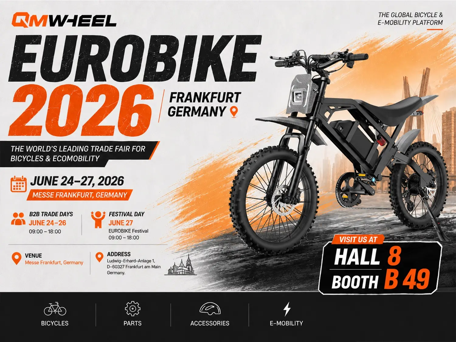 QMWHEEL تعرض دراجات إلكترونية عالية الأداء بإطارات سميكة في EUROBIKE 2026